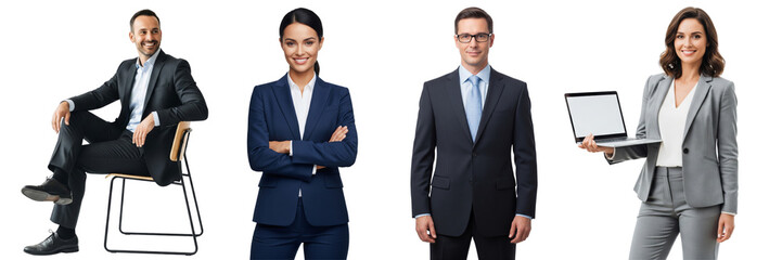 Group of business people isolated on white or transparent background