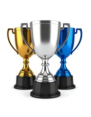 Three metallic trophies on a white background (2)