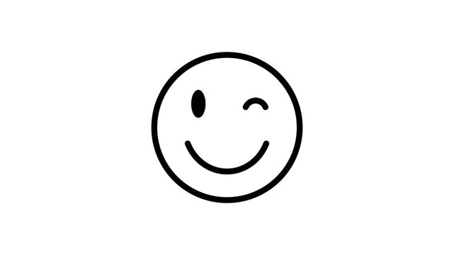Winking smileys animation. Emotional rating Winking faces set. Winking emoji vector video. Outline Colorful smileys winking experience icon animation