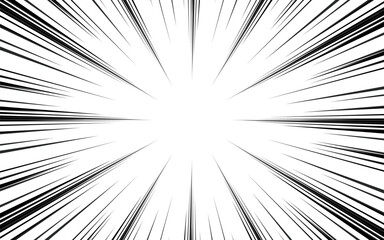 Naklejka premium Comic book action lines. Speed lines Manga frame. Cartoon background. Black and white vector retro illustration. Vector illustration