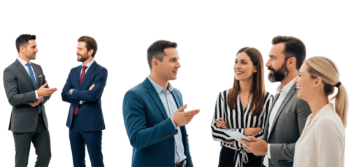 Group of business people discussing isolated on white or transparent background