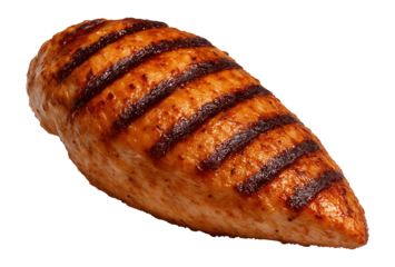 Grilled chicken breast with charred grill marks.