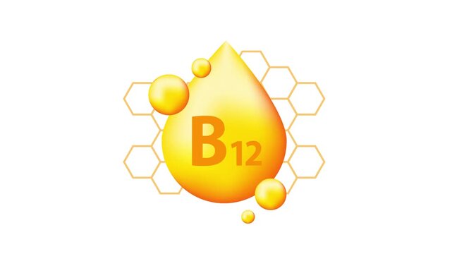 Vitamin B12 Drop with Honeycomb Pattern on White and Green Screen
