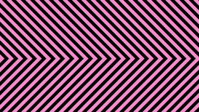 A bold, high-contrast 3D animation featuring pink and black diagonal stripes moving in a chevron pattern. This rhythmic, eye-catching loop is perfect for fashion backgrounds, music videos, or modern g