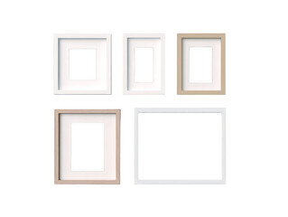 A row of white frames with a white background
