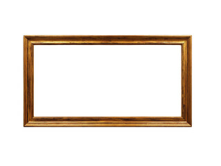 A gold framed picture with a white background