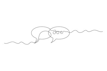 Speech bubble icon continuous one line drawing minimalist outline vector illustration