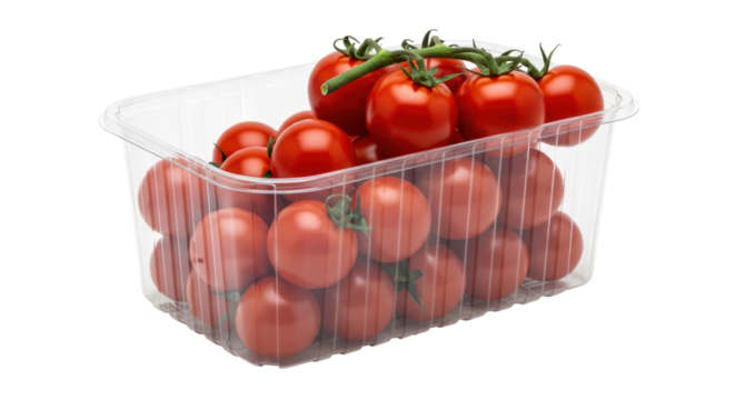 Isolated Plastic Container of Cherry Tomatoes