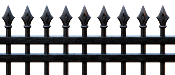 Stylish Metal Fence Design for Home Security and Appeal Isolate on Transparent Background, cutout, png