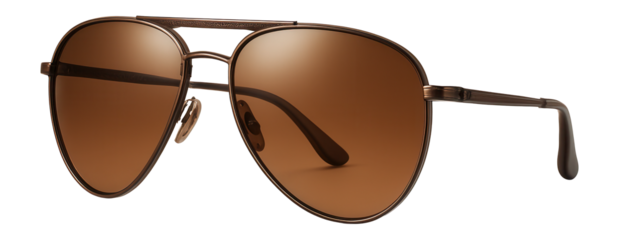 Brown aviator sunglasses with metal frame.