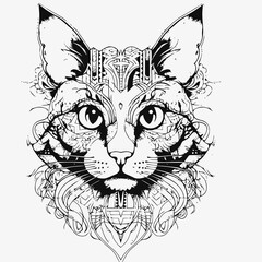 Obraz premium Head of a wild wolf and tiger vector illustration with tribal art