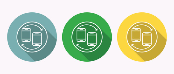 Colorful Mobile Device Synchronization Icons Representing Data Transfer on White Background