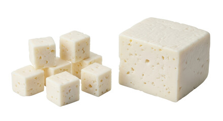 Isolated Cubes of Feta Cheese