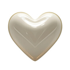 A white glossy heart symbol isolated on white background. Generative AI