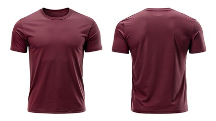 Mens maroon crewneck tshirt isolated on white background
