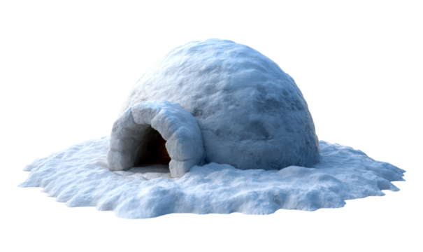 Igloo in Snowy Landscape Isolate on Transparent Background, cutout, png - Powered by Adobe