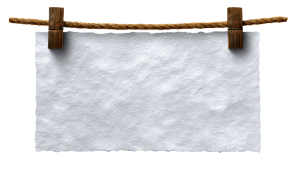 Blank Poster Hanging with Clothespins Isolate on Transparent Background, cutout, png