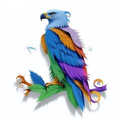 Obraz premium Blue-and-gold eagle with graceful flourishes and polished shading—refined composition suited to editorial layouts, prints, and brand assets.