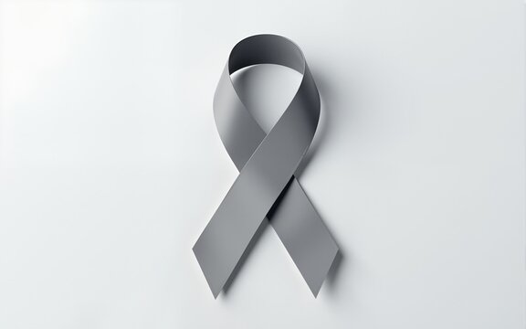 Brain Cancer Awareness month, grey color Ribbon for supporting people living. Healthcare and World cancer day concept. High quality