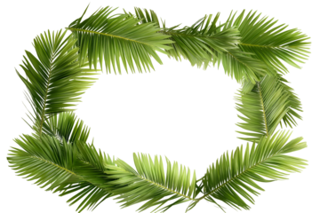 Boder of vibrant green palm leaves surrounding border