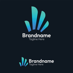 Blue Gradient Digital Wave Logo: Modern and dynamic design featuring a stylized wave or fan shape with a clean, abstract, and technological aesthetic
