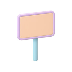 Fototapeta premium Pastel Blank Signpost: 3D Render, Cute, Minimalist, Empty Space, Modern Design, Isolated on transparent Background.