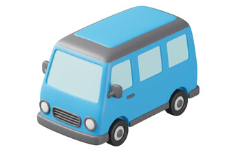 Blue cartoon van isolated on transparent background