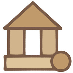 かわいい家の形の積み木アイコンイラスト素材