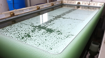 Large flocculation tanks, water particles settling for clarity