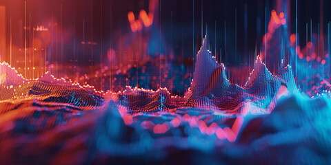 Abstract Data Landscape with Glowing Peaks