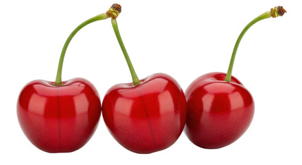 Isolated Three Ripe Cherries