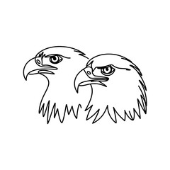 Fototapeta premium Two Eagle Heads: Minimalist Line Art Illustration
