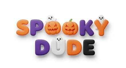 Obraz premium Spooky Dude Halloween Typography with Pumpkins