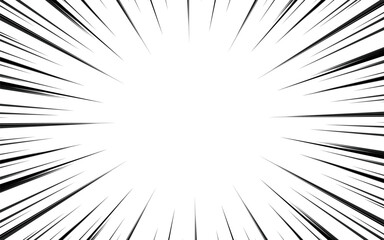 Comic book style black and white radial lines background. Superhero action, explosion background, manga speed frame, vector illustration.