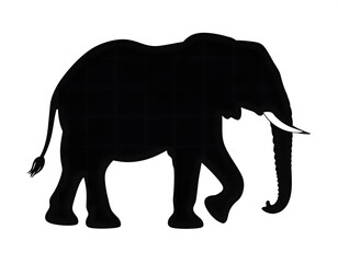 Fototapeta premium Silhouette of an African elephant in profile view.