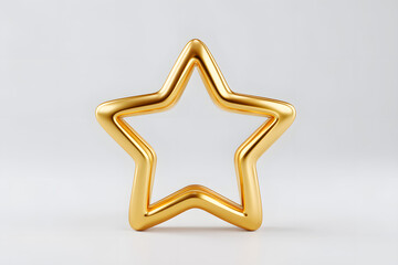 Obraz premium Golden outline star icon, 3D style