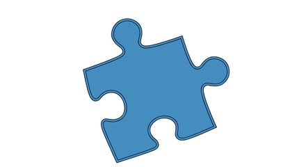 Obraz premium A single blue puzzle piece with a dark outline on a white background is displayed clearly here on transparent background