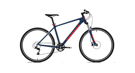 Fototapeta premium Illustration of a bicycle with a dark blue frame and red accents on a white background in vector format on transparent background