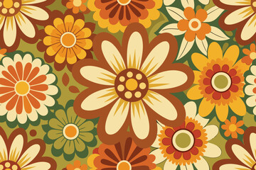 Delightful floral pattern featuring a vibrant retro floral design suitable for creating various elegant backgrounds and designs.