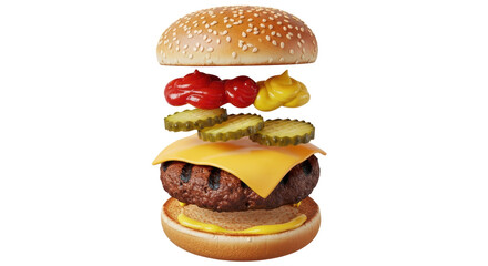 Isolated Exploded Burger