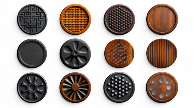 Manhole Cover Designs on Transparent Background