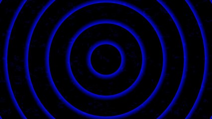 Concentric Blue Neon Circles on Textured Black Background abstract