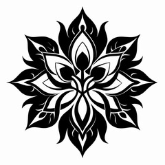Tribal Petals black silhouette design white background