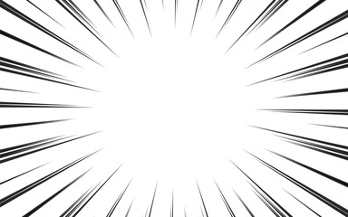 Comic strip radial motion lines. Anime comics book hero speed or fight action texture rays. Manga cartoon drawing explosions background. Vector illustration