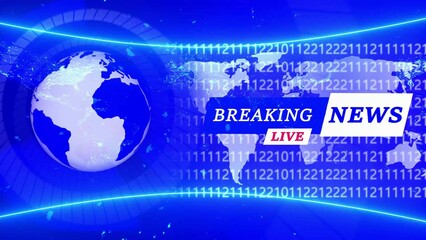 Breaking News Live Broadcast With Earth Globe And Binary Code television