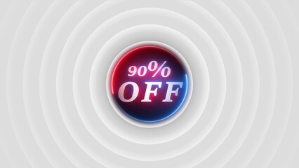 90 Percent Off Sale Discount Graphic With Glowing Neon Circle Effect offer promotion
