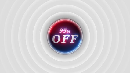 95 Percent Off Sale Discount Graphic With Glowing Neon Circle Effect offer promotion