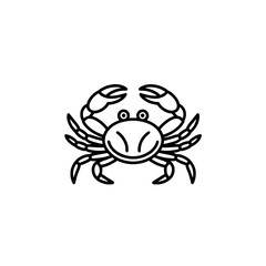 Fototapeta premium Single Black Outline Crab Icon: Simple, Flat, Cartoon-Style Seafood Illustration
