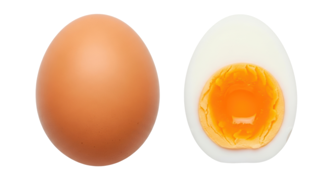 Isolated Boiled Egg Halves