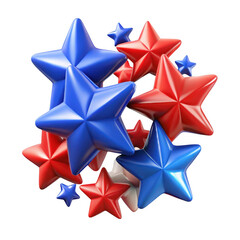 Obraz premium 3d patriotic stars cluster isolated on transparent background